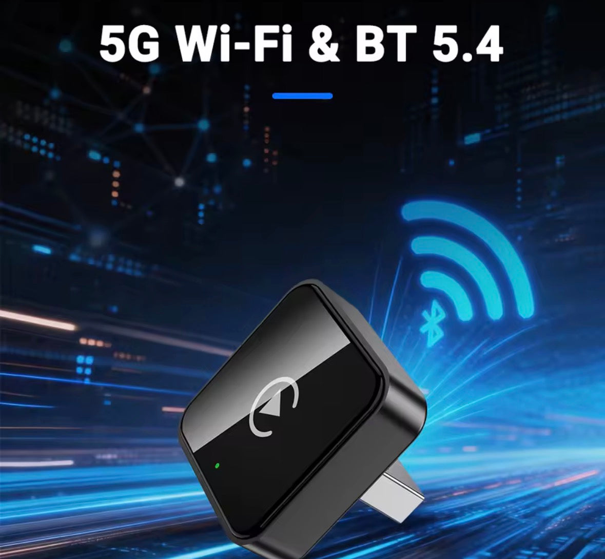 Adaptador Inalámbrico CarPlay y Android Auto 5G Wi-Fi Bluetooth 5.4
