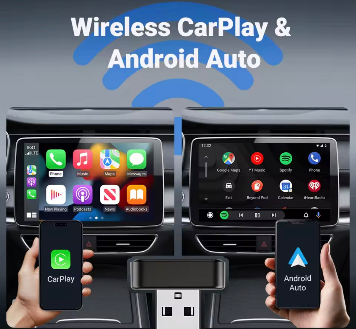 Adaptador Inalámbrico CarPlay y Android Auto 5G Wi-Fi Bluetooth 5.4