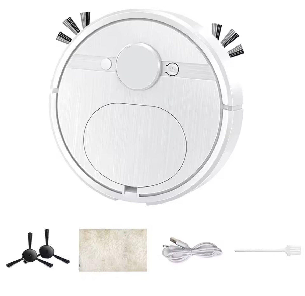 Robot Aspirador Inteligente 3 en 1 con Cepillos Laterales, Limpieza Automática y Recarga USB