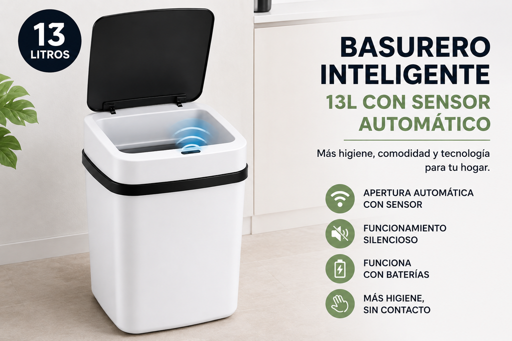 Basurero Inteligente 13L con Sensor Automático