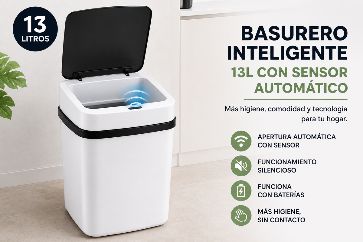Basurero Inteligente 13L con Sensor Automático