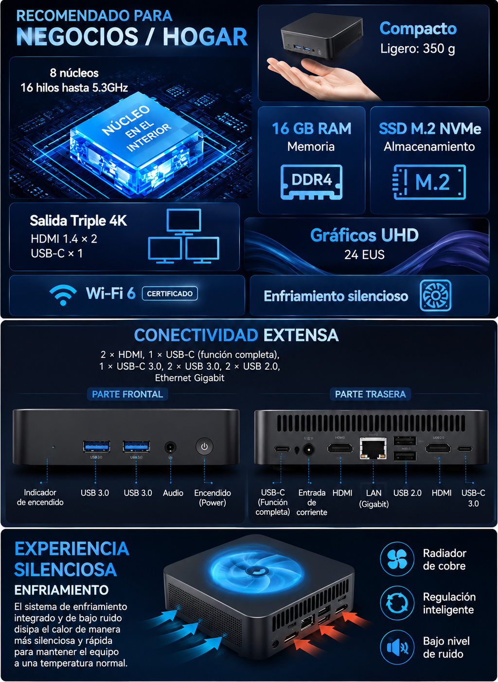 Mini PC Intel Core i9 — 16GB RAM + SSD 512GB