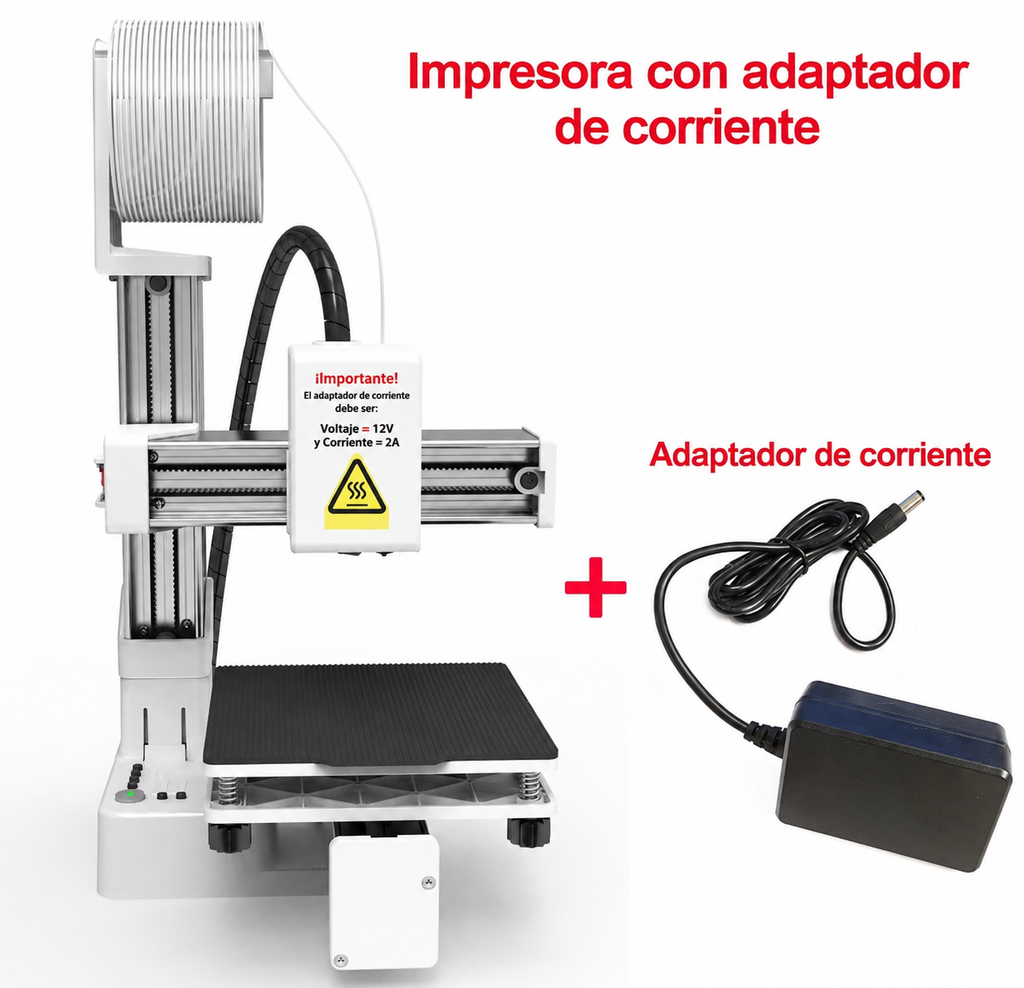 Impresora 3D con Adaptador de Corriente 12V 2A – Alta Precisión